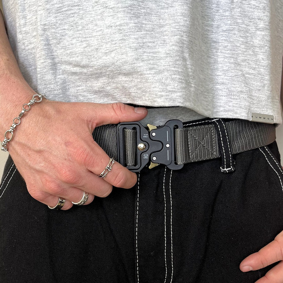 Y2K utility Gray tactical military unique buckle design belt - Picture 5 of 6